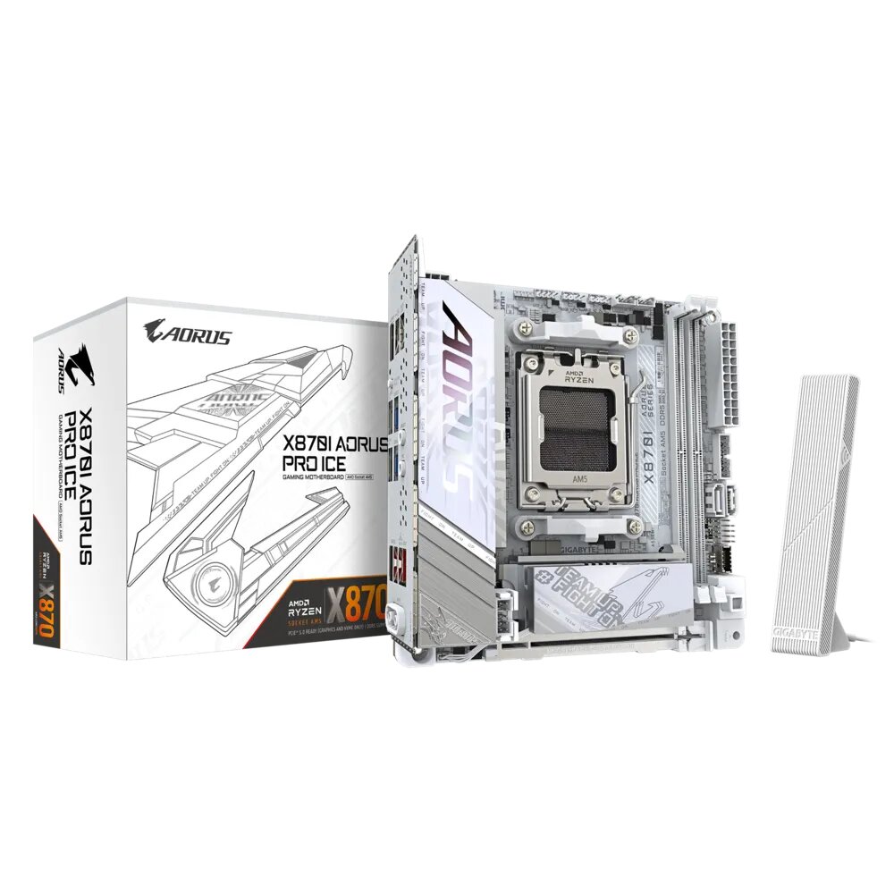  X870 mini-ITX Motherboard: AM5 Socket For AMD Ryzen 7000/8000/9000 Series Processors<BR>2x DDR5, 2x SATA 6Gb/s, PCIe 5.0, 1x M.2 Gen5 + 1x M.2 Gen4, USB 3.2, 2.5GbE LAN, Wi-Fi 7 + Bluetooth 5.4, Realtek ALC4080 Audio, 1x HDMI/ 1x USB4  